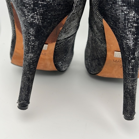 Badgley Mischa Monique Metallic Black Jeweled Peep Toe Heels Shoes Size 7.5 - Picture 14 of 14